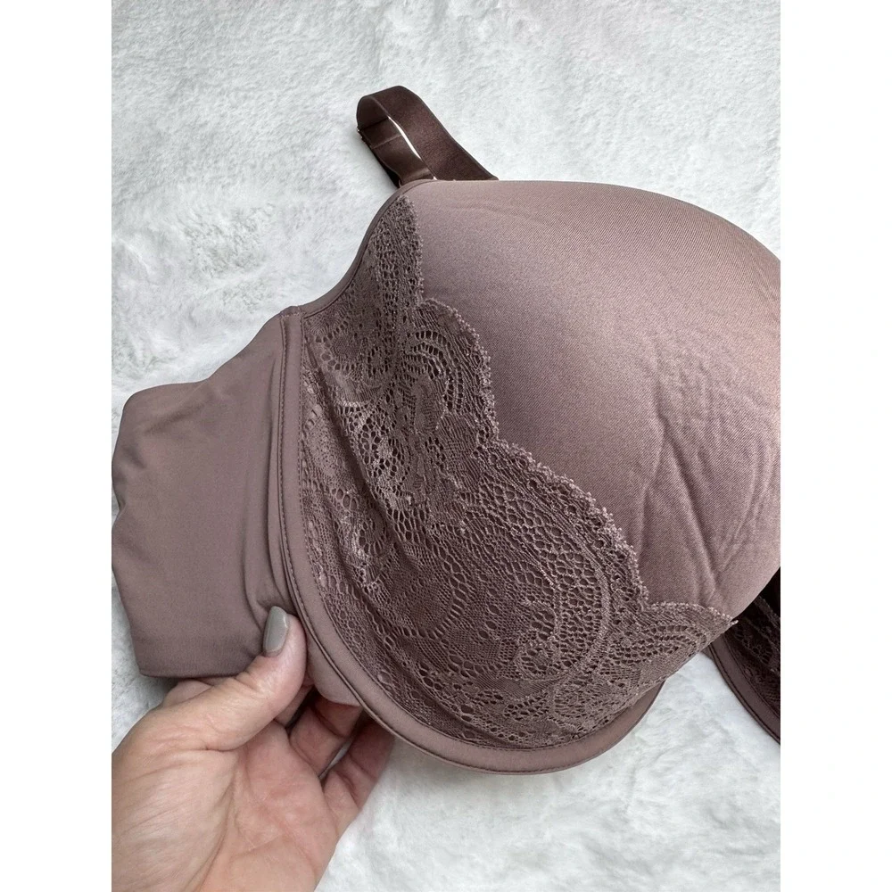 New Third Love 24/7 Lace Detail T-Shirt Bra Smooth‎ Cup Underwire Taupe 48D